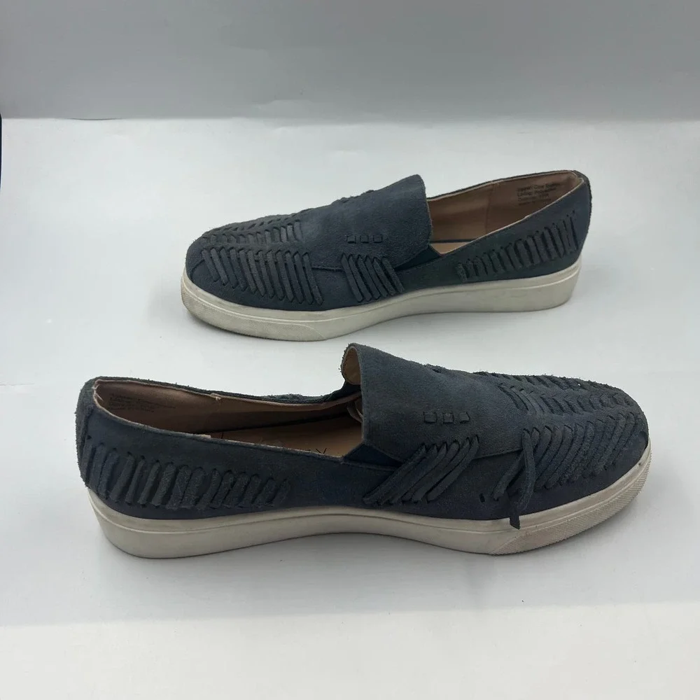 Sole Society‎ Woven Gray Blue Cow Suede Casual Loafer Leather Slip On Women's 10